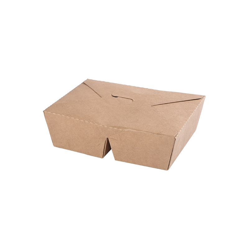 Kraft Papir Take Out Box Foldet Top Bento Box-To 2 Rum Opdeling