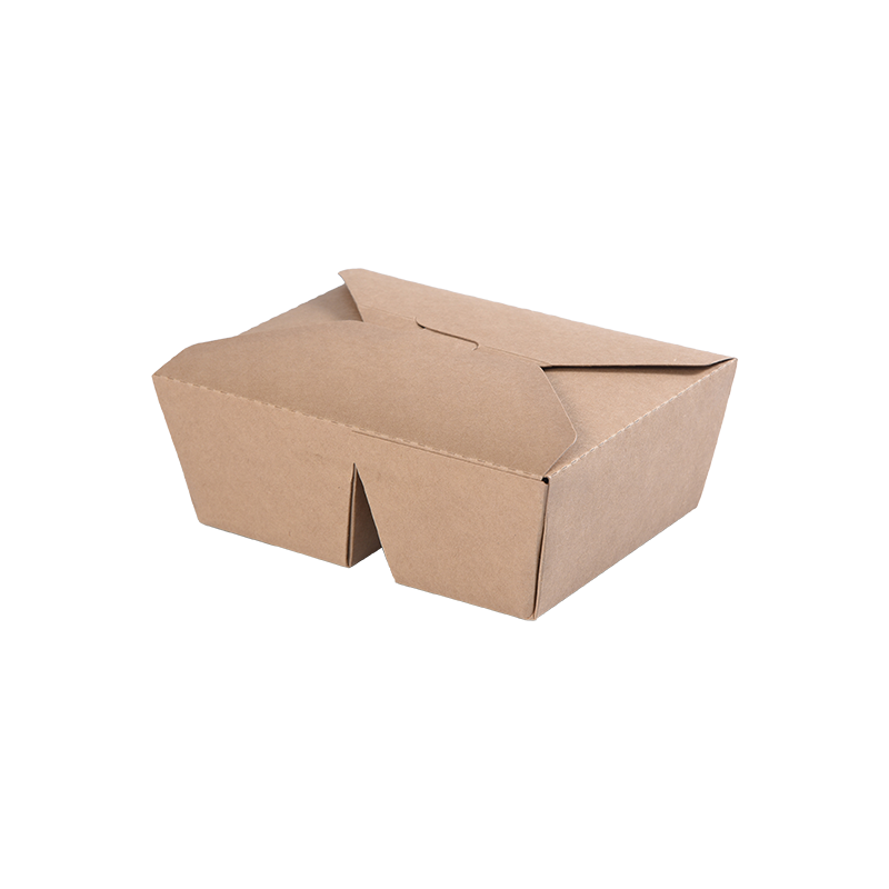 Kraft Papir Take Out Box Foldet Top Bento Box-To 2 Rum Opdeling
