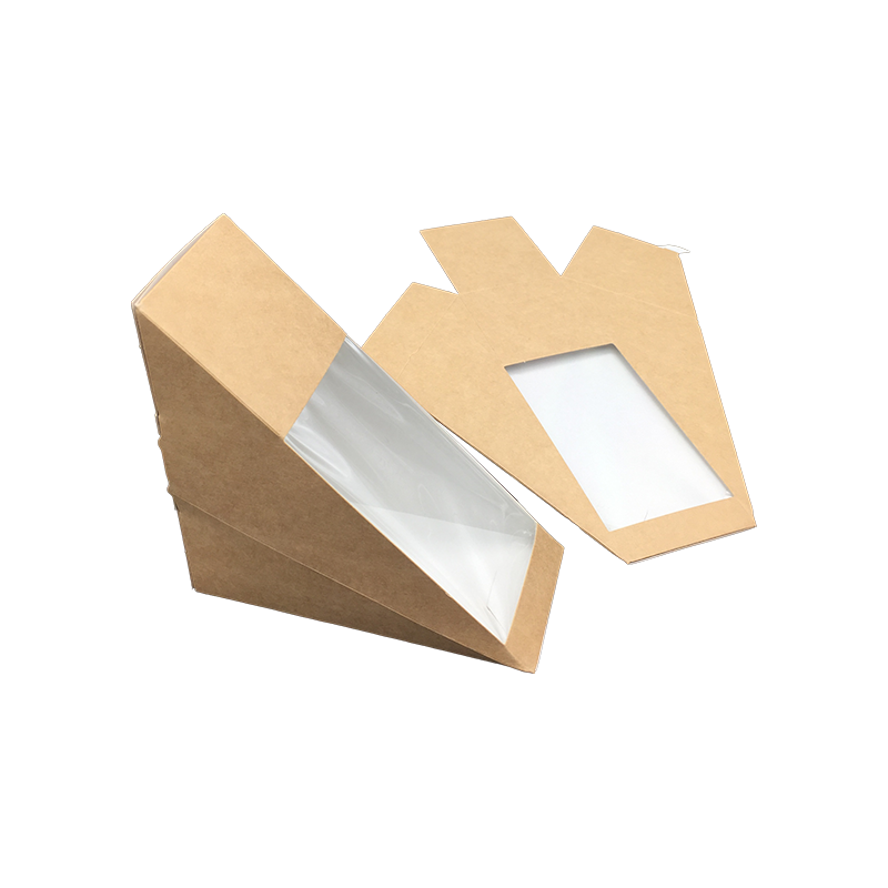 Trekantede sandwichkasser med vindue Kraftpapir Sandwich-kileboks Mademballage Takeaway-kasser til bagerdessert